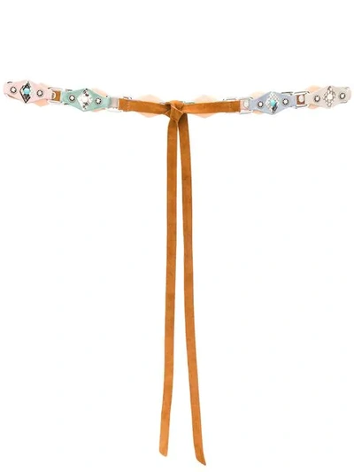 Orciani Stone Embellished Tie Belt In Brown