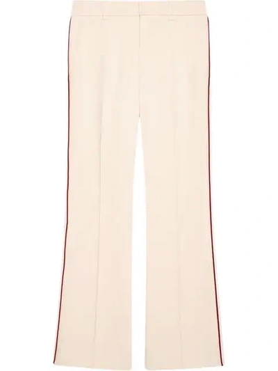 Gucci Contrast Trim Bootcut Trousers, Brand Size 38 (us Size 6) In Gold Tone,red,two Tone,white