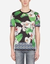DOLCE & GABBANA COTTON T-SHIRT WITH ORCHID PRINT