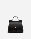 DOLCE & GABBANA MEDIUM SICILY BAG IN LACQUERED WICKER AND CALFSKIN
