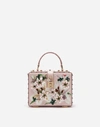 DOLCE & GABBANA DOLCE BOX BAG IN LILY-PRINT DAUPHINE CALFSKIN WITH EMBROIDERY
