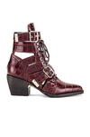 CHLOÉ Rylee Croc Embossed Calfskin Lace Up Booties,CLOE-WZ268