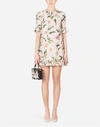 DOLCE & GABBANA SHORT LILY-PRINT CADY DRESS WITH RUFFLE DETAILING