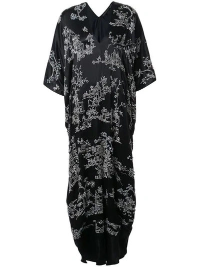 Josie Natori Couture Pagoda茧形连衣裙 - 黑色 In Black