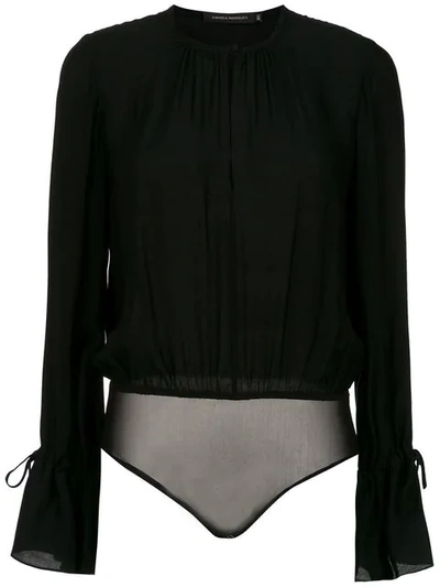 Andrea Marques Ruched Bodysuit In Black