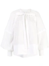 PROENZA SCHOULER L/S GATHERED TOP-COTTON VOILE