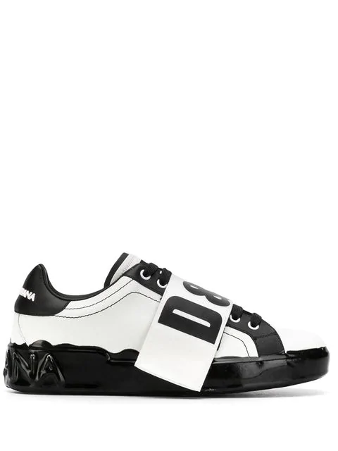 Dolce & Gabbana Dolce And Gabbana White And Black Elastic Logo Sneakers ...