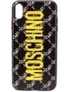 Moschino Logo Print Quilted Iphone Xs Max Cover In Black