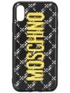 Moschino Logo Print Quilted Iphone Xs Max Cover In Black