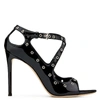Giuseppe Zanotti Alyson 105 Rivet Sandals In Patent Leather- Delivery In 3-4 Weeks In Black
