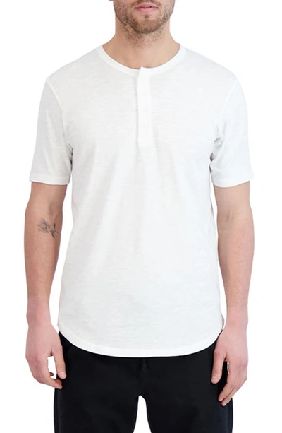 Goodlife Sunfaded Slub Scallop Henley In White