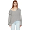 ALEXANDER WANG T ALEXANDERWANG.T GREY UTILITY V-NECK jumper