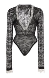 CHRISTOPHER KANE PEARL-EMBELLISHED LACE BODYSUIT,727494