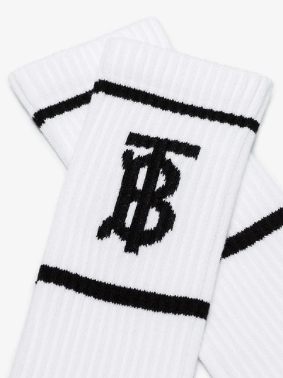 Burberry Monogram Motif Intarsia Socks In White