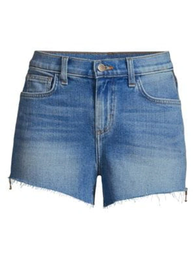 L Agence 'ryland' Zip Outseam Raw Cuff Denim Shorts