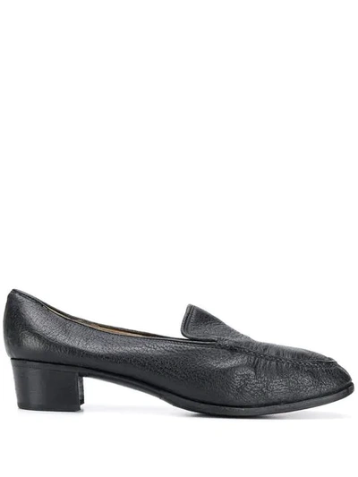 Pre-owned Gucci 1960's Heeled Loafers In Black