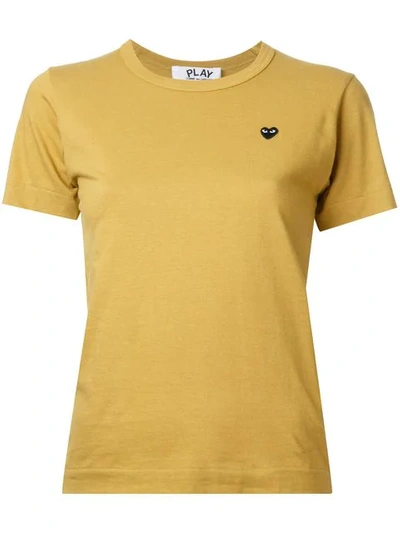 Comme Des Garçons Play Heart Embroidered T-shirt In Yellow