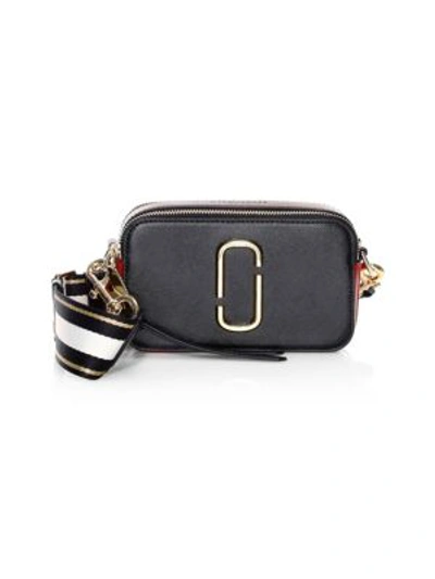 Marc Jacobs The Snapshot Coated Leather Camera Bag In Black Red