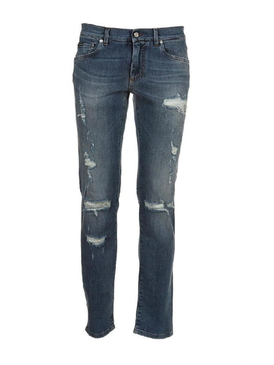 Dolce & Gabbana Distressed Jeans In Blue