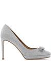 FERRAGAMO SALVATORE FERRAGAMO GLITTER VARA BOW PUMPS