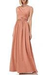 KAY UNGER SLEEVELESS DRAPED NECKLINE GOWN,5511055