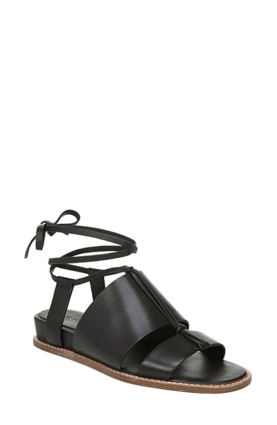 Vince Forster Strappy Ankle Wrap Sandal In Black Leather