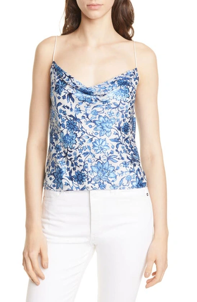 Alice And Olivia Harmon Floral Silk-blend Camisole In Painted Dahlia Soft White Cornflower