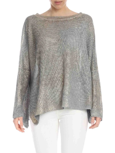 Avant Toi Boxy Pullover In Grey With Golden Coating