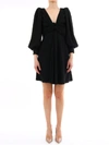 Celine Acetic Acid And Viscose Fiber Knit Dress With Long Sleeves In Black