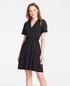 ANN TAYLOR PETITE PIPED FLUTTER SLEEVE WRAP DRESS,505061