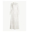 COSTARELLOS CONTRAST-PANEL LACE GOWN