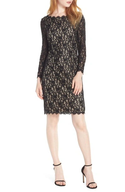 Eliza j embroidered lace sheath dress sales