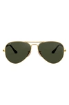 Ray Ban Standard Original 58mm Aviator Sunglasses In Gold/ Dark Green