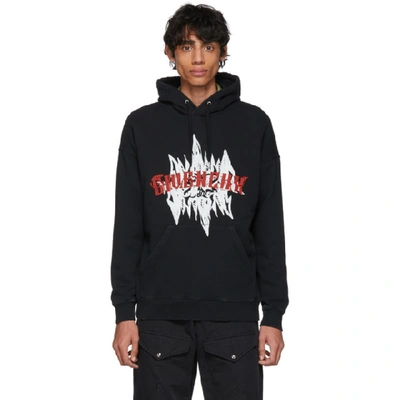 Givenchy Gothic Logo-printed Hooded Cotton Sweatshirt In Black
