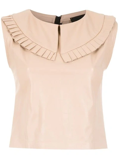 Andrea Bogosian Leather Blouse In Neutrals