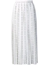 OFF-WHITE OFF-WHITE LOGO细条纹褶饰半身裙 - 白色
