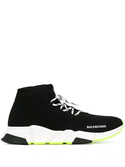 Balenciaga Speed Lace-up Stretch-knit Trainers In Black