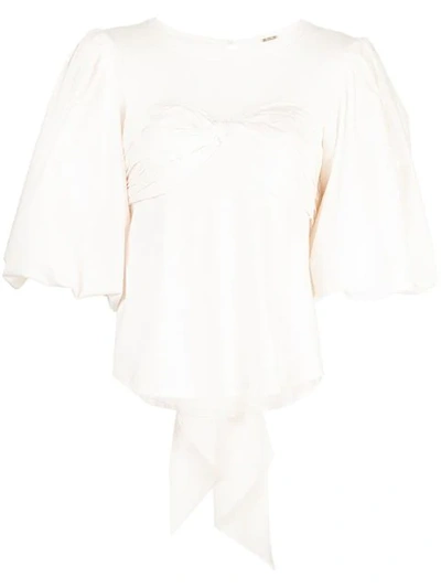 Johanna Ortiz Idyllio Ruched Puff-sleeve Blouse In White