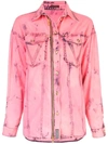 VERSACE VERSACE WASHED EFFECT DENIM JACKET - PINK