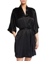 CHRISTINE LINGERIE SOLID SILK SHORT ROBE,PROD221510080