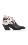 GIVENCHY SNAKE-EFFECT TWO-TONE STUDDED LEATHER ANKLE BOOTS,718055