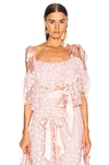 RODARTE EMBROIDERED BOW TIERED OFF THE SHOULDER BLOUSE,RODA-WS42