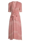 JOIE Cata Diagonal Stripe Patchwork Tie-Waist Midi Dress