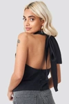 AFJ X NA-KD HALTERNECK OPEN BACK TOP - BLACK