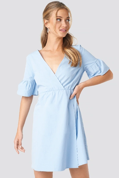 Na-kd Ruffle Sleeve Mini Dress - Blue