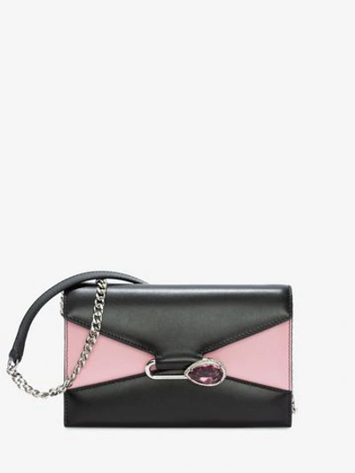 Alexander Mcqueen Leather Pin Wallet Bag In Black