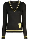 VERSACE LETTER PATCH SWEATER