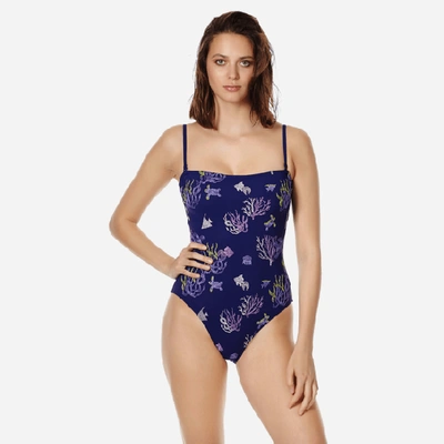 Vilebrequin Coral & Turtle Facette One Piece Swimsuit In Blue