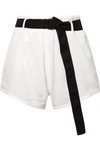 ALBUS LUMEN BELTED TEXTURED-COTTON SHORTS