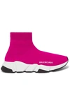 Balenciaga Speed Stretch-knit High-top Sneakers In Pink